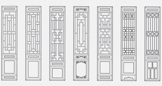 爱辉常用中式仿古花窗图案隔断设计图